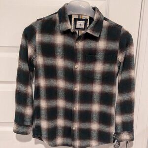Long sleeve plaid flannel Denim & Flower shirt - boys size 11/12